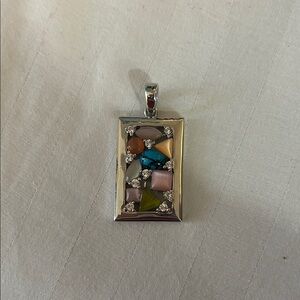 Lia Sophia Silver Multicolor Gemstone Pendant for Necklace